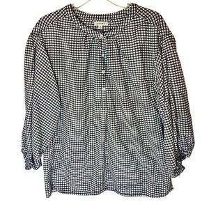 Max Studio Gingham Puff Sleeve Women’s Top Size Medium